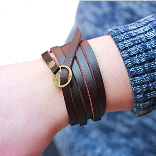 Mode mehrschichtiges Armband Fünf Kreise Leder Wrap Armband Charms Schmuck Armband Armband 1 sehr praktisch und beliebt von Unbekannt