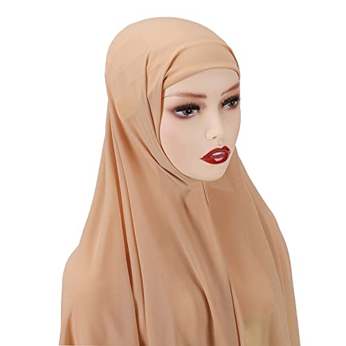 Modischer Hut für Jungen Damen weicher Chiffon langer Schal Schal Mode muslimischer Wrap Hijab Atmungsaktives Kopftuch (Beige, One Size) von Generic