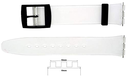 New 16mm (19mm) Sized Replacement Strap, Thin Type, Compatible for Swatch® Watch - Clear von Condor