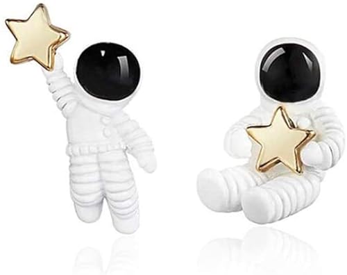 Niedliche Astronaut des Weltraums Pentagramm Ohrringe asymmetrische Schmuck Glamour Geschenk Damen Party Zubehör (Ohrclip) von Unbekannt