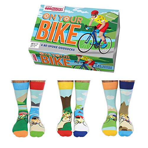 United Oddsocks On Your Bike, Box mit 6 Odd-Socken für Herren, UK 6–11, EUR 39–46 von United Oddsocks