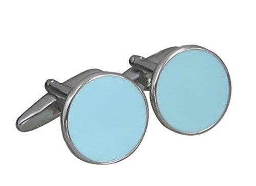 Runde Manschettenknöpfe Emaille eisblau hellblau plus Geschenkbox - schönes Accessoire für Herrenhemden mit Umschlagmanschette von Unbekannt