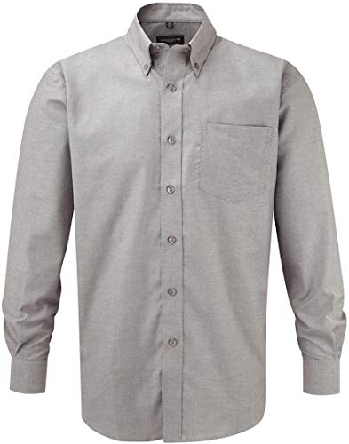 Russell Collection Hemd, Oxford, langarm, Große Größe, silber - silberfarben - Größe: XXL von Jerzees