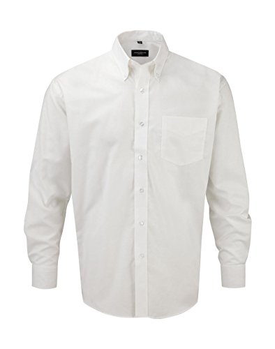 Russell Collection Hemd, Oxford, langarm, Große Größe, weiß - Blanc - Blanc - Größe: XXXXL von Jerzees