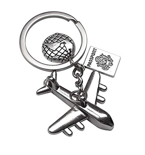 Schlüsselanhänger Flugzeug mit Reisepass und Halbkugel von Unbekannt