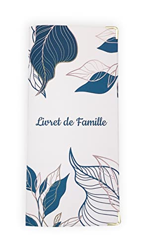 Schutzhülle für Familienbuch, Modell Blätter, Entenblau, hergestellt in Frankreich, weiß/grün, Etui von Unbekannt