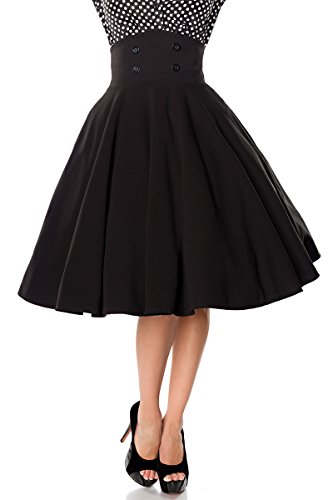 Schwarzer schwingender Tellerrock mit High Waist und Reißverschluss an der Seite einfarbig Midi-Rock Rockabilly mit Knöpfen Retro XXL Schwarzer schwingender Tellerrock mit High Waist und Reißverschluss an der Seite einfarbig Midi-Rock Rockabilly mit Knöpfen Retro XXL von Unbekannt