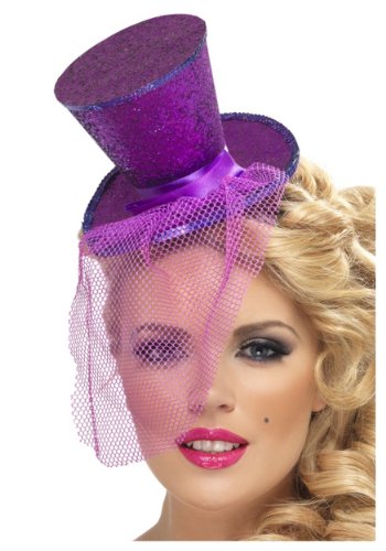 Smiffys Halloween Haarreif mit Mini Hut lila mit Tüll zum Karneval Kostüm von Unbekannt