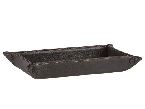Sonnenleder Ablageschale Leder Taschenleerer Schale Lederschale Stiftschale Mocca braun Vide Poche Querformat von SONNENLEDER