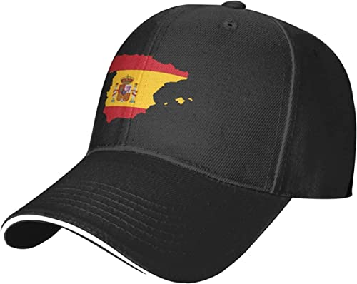 Spanien Terrain Map Baseball Cap Männer und Frauen Outdoor Sport Ente Zunge Hut Verstellbare Casquette, Schwarz , One size von Unbekannt