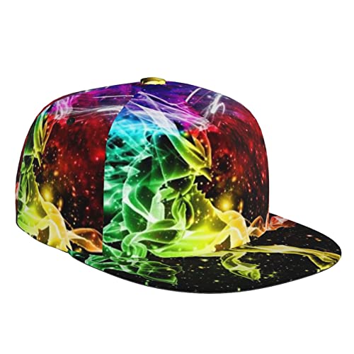 Sport Cap Unisex Verstellbare Flache Krempe Baseball Cap 3D Fantasy Galaxy Einhorn Tennis Cap Snapback Hüte Papa Trucker Cap für Jugend Jungen Frauen Männer Schwarz, Schwarz , One size von Unbekannt