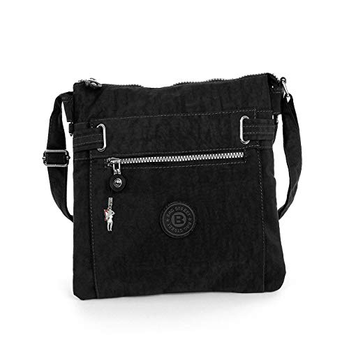 Sportliche Damentasche Modische UMHÄNGETASCHE Handtasche Crinkle Nylon Tasche Schwarz Black von Unbekannt