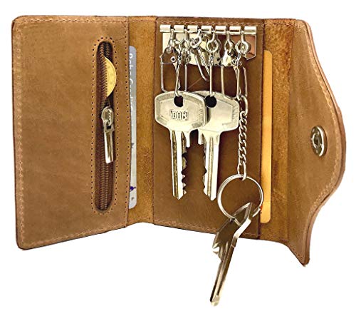 Su.B.DGN Designer Leder Schlüsseletui - Portemonnaie - Brieftasche - mit Außentasche - Braun von Unbekannt