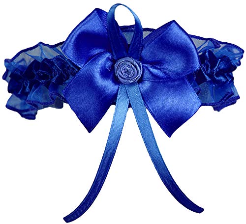 Süßer Braut Strumpfband mit Schleifchen, Röschen, Blümchen, Perlchen viele Muster Hochzeit Neu Strumpfbänder (bis 60 cm, Royalblau) von Unbekannt