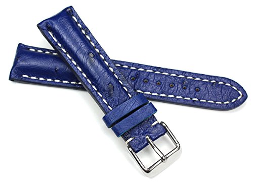 Uhrenarmband Straußenleder Uhrenarmbänder Straußenleder Uhrenarmbänder in verschiedenen Farben Weiß Naht, Blau, 18 mm, Gurt von Unbekannt