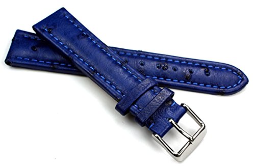 Sulla 24mm Strauß Leder Uhrenarmband blau Naht Ton in Ton von Unbekannt