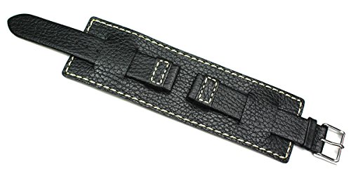 Sulla Herren Leder Uhrenarmband Flieger mit Deckelschutz 20mm Schwarz von Unbekannt