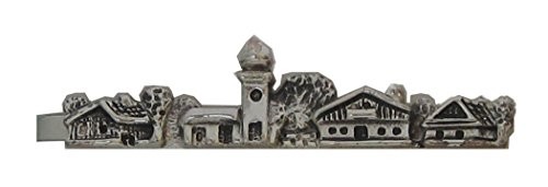 Trachten Krawattenklammer Krawattennadel Motiv bayerisches Dorf skyline ca. 6,5 cm lang - versilbert made in Germany Tracht Herrenschmuck inkl. Geschenkbox SALE von Unbekannt