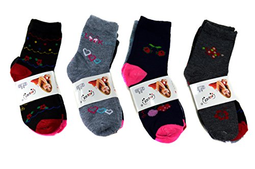Unbekannt 12 Paar Kids Mädchen Socken Kinder Strümpf 85% Baumwolle Bunt Gr. 27-39 A.MXHC16 + Silikon Armband (30-33) von Unbekannt