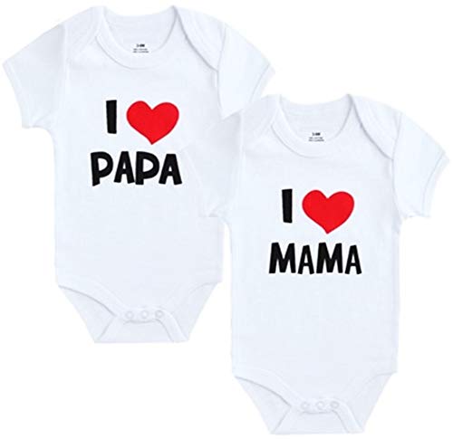 Unbekannt 2er Pack Baby Body weiß I Mama & I Papa Größe 0-3/3-6/6-9 Monate zur Auswahl (0-3 Monate) von Unbekannt