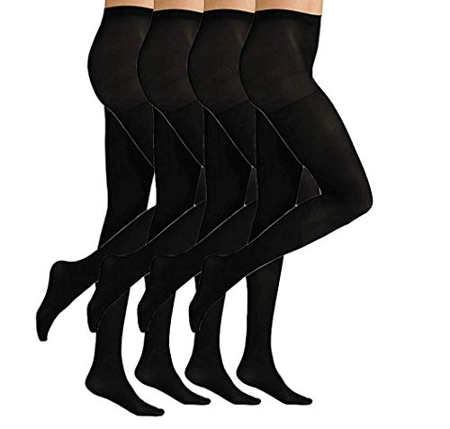 Unbekannt 4 Stück Thermo Strumpfhosen schwarz 44/46, schwarze dicke strumpfhose weiche damen strumpfhosen thermo-strumpfhose schwarz warme damenstrumpfhosen dicke strumpfhose damen schwarz von Unbekannt