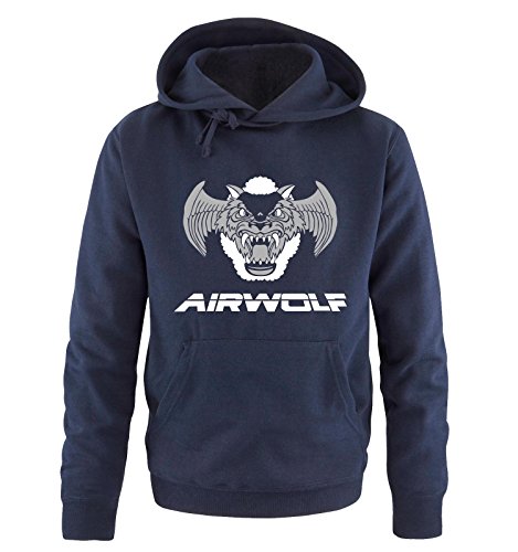 Unbekannt Airwolf - Logo III - Herren Hoodie - Navy / Weiss-Grau Gr. L von Unbekannt