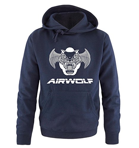 Unbekannt Airwolf - Logo III - Herren Hoodie - Navy / Weiss-Grau Gr. S von Unbekannt