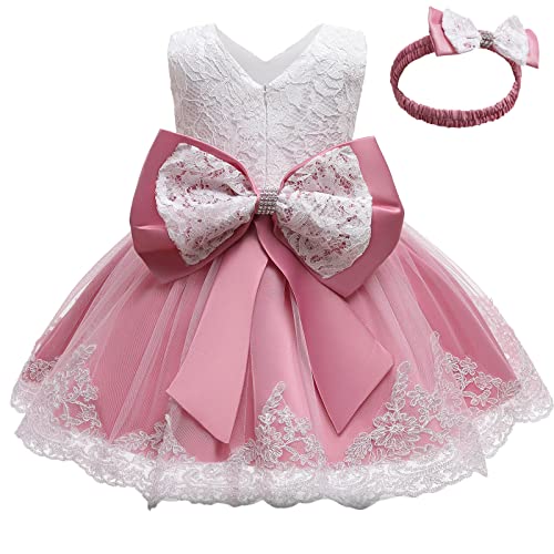 Unbekannt Allence Baby Mädchen Bowknot Spitze Prinzessin Kleid 2tlg Set Taufkleid Festlich Hochzeit Party Festzug Taufe Tutu 0-2 Jahre von Unbekannt
