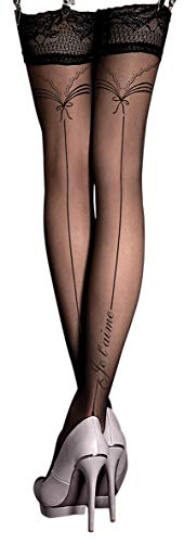 FVLFIL Unbekannt Ballerina Halterlose Damen-Strümpfe, schwarz, Stockings, Spitze, Strapsoptik Größe Small/Medium von Unbekannt