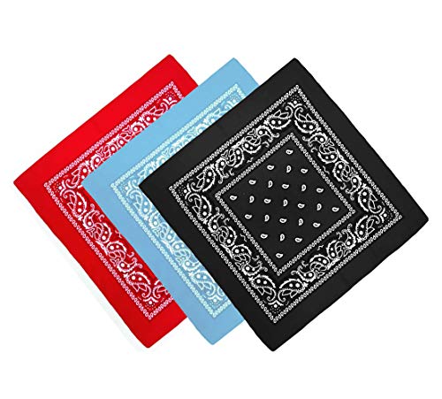 DHOBIA Bandana Kopftuch Halstuch Nickituch Biker Tuch Motorad Tuch verschied.24 Farben Paisley Muster (Schwarz,Rot,Hellblau.) von DHOBIA