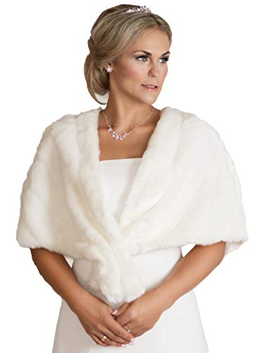 Unbekannt Bolero Cape Poncho Fell Peltz Bolero Stola Kunstpelz Brautjacke Ivory Creme Jacke Brautbolero von Unbekannt