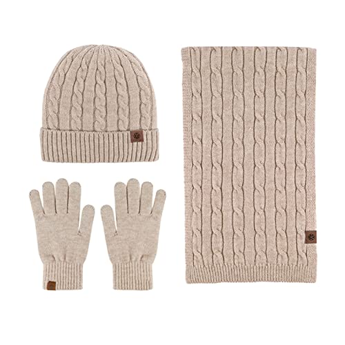 Unbekannt Damen Beanie Wintermütze Mütze Warme Schal-Set Strickmütze und Schutzmaske Zweiteiliger Anzug Draussen Skimütze Laufmütze Wollmütze von Unbekannt