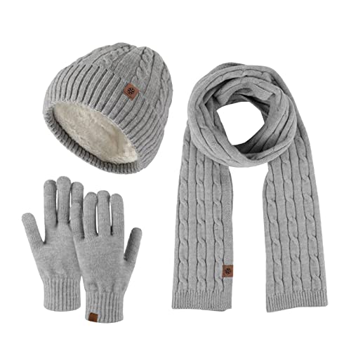 Unbekannt Damen Beanie Wintermütze Warme Mütze Schal-Set Schutzmaske und Strickmütze Zweiteiliger Anzug Skimütze Wollmütze Draussen Laufmütze von Unbekannt