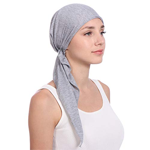 Unbekannt Damen Chemo Turban Mütze Vorgebundenes Kopftuch Headwraps Leichte Hut Grey von Unbekannt