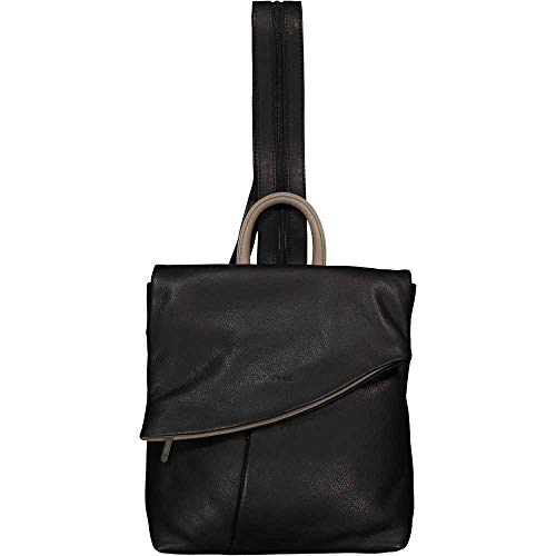 Unbekannt ESTELLE Leder Rucksack Damen Cityrucksack Daypack 24 x 28 x 06 cm (schwarz/taupe) von Unbekannt