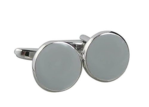 Emaille Manschettenknöpfe grau hellgrau silbern rund ca. 1,6 cm Durchmesser - dezenter Knopf für die Umschlagmanschette plus Geschenkbox von Unbekannt