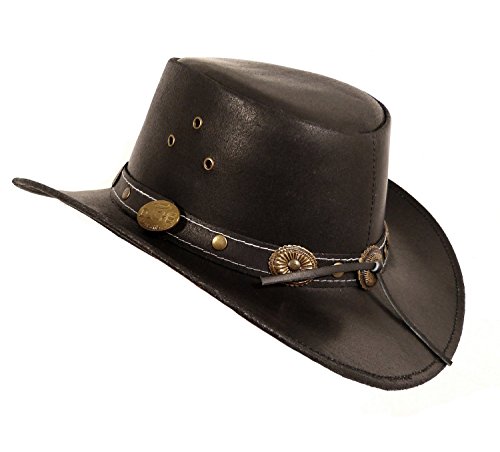Unbekannt Echt Leder Outdoorhut Cowboyhut Westernhut Schwarz - Split Leather (L) von Unbekannt