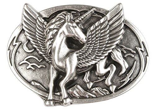 unbekannt Einhorn Gürtelschnalle Buckle Einhorn Pferd Flügel : Pferd mit Flügel - Grösse ca: 7,8 x 6,4 cm - für Gürtelbreite: 40 mm von Tini - Shirts