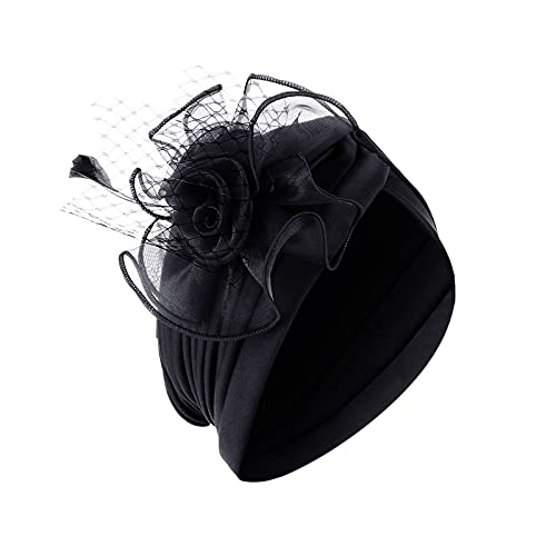 Unbekannt Fascinator Hut Vintage Schleier Hut 1950er Hochzeitshut Pillbox Hüte Feder Mesh Gesichtsschleier Hut Tea Party Kopfbedeckung Hochzeit Fascinator für Mädchen Frauen Schwarz Schwarz von Unbekannt