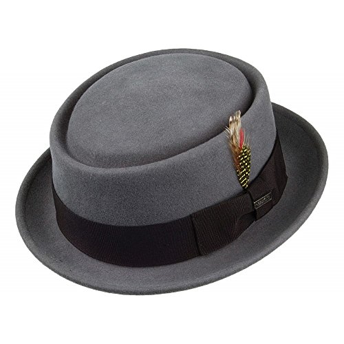 Unbekannt Feather Pork Pie Hut m. Feder, Größe:S, Farbe:grau von Unbekannt