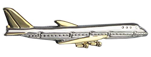 Unbekannt Flugzeug Krawattenklammer Krawattennadel kurz -5,8 cm lang Bicolor glänzend + Geschenkbox - schönes Accesoire für die Seidenkrawatte für alle Flugbegeisterte von Unbekannt