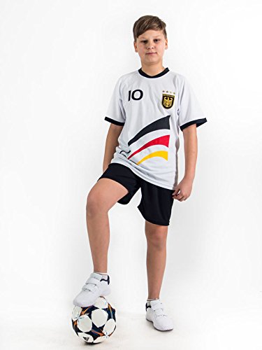 Unbekannt Fußball Trikotset Trikot Kinder 4 Sterne Deutschland Wunschname Nummer Geschenk Größe 98-170 T-Shirt Weltmeister 2014 Fanartikel EM WM (122) von Unbekannt