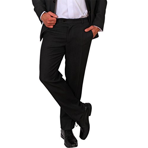 Unbekannt Herren Büro Hose Klassisch Schwarz Anzughose Bundfaltenhose Lang Business (Schwarz, 46) von Unbekannt