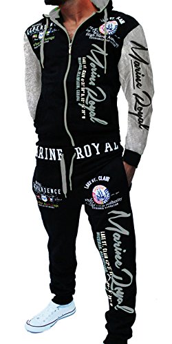 Unbekannt Herren Fitness Jogginganzug Sportanzug Trainingsanzug A.2254 ARMS ARMS S, Schwarz-Grau von Unbekannt