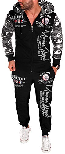 Unbekannt Herren Fitness Jogginganzug Sportanzug Trainingsanzug A.2254 ARMS Camou-Schwarz 4XL von Unbekannt