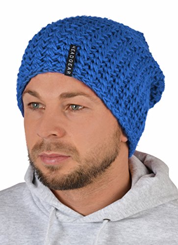 Unbekannt Herrenmütze : Herren Oversize Häkel Beanie - Mütze Männer Farbe: royal-blau von Unbekannt