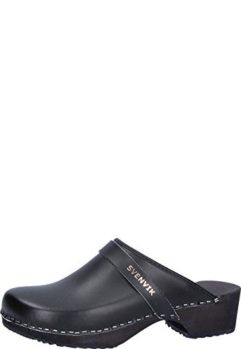 Unbekannt Holz Clog aus Leder mit klassischen Blockabsatz und Riemen an der Clog Oberseite Unisex, 42 von Unbekannt
