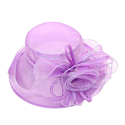 Unbekannt Hüte Damen Elegant Sommer Fascinator Brauthut Damen Tea Party Hochzeit Baseballmützen Mützen Set Damen (Z3-Purple, One Size) von Unbekannt