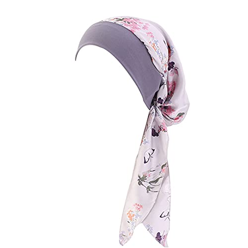 Unbekannt Kopftuch Damen Muslim Kopfbedeckung Bandana Slouch Mütze Outdoorhut Kopftuch Schal Turban Headwear Hijab Chemo Mütze Vorgebundenes Kopftuch Headwraps Leichte Hut Grey von Unbekannt