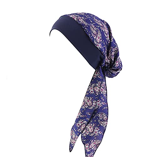 Unbekannt Kopftuch Damen Muslim Kopfbedeckung Bandana Slouch Mütze Outdoorhut Kopftuch Schal Turban Headwear Hijab Chemo Mütze Vorgebundenes Kopftuch Headwraps Leichte Hut Marine von Unbekannt